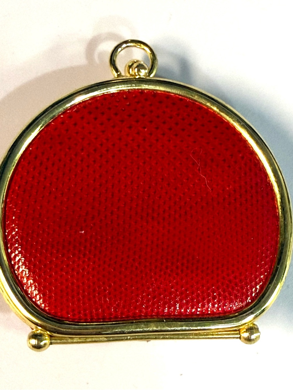 VTG Neiman Marcus Red Expandable Coin Purse with Gold Frame